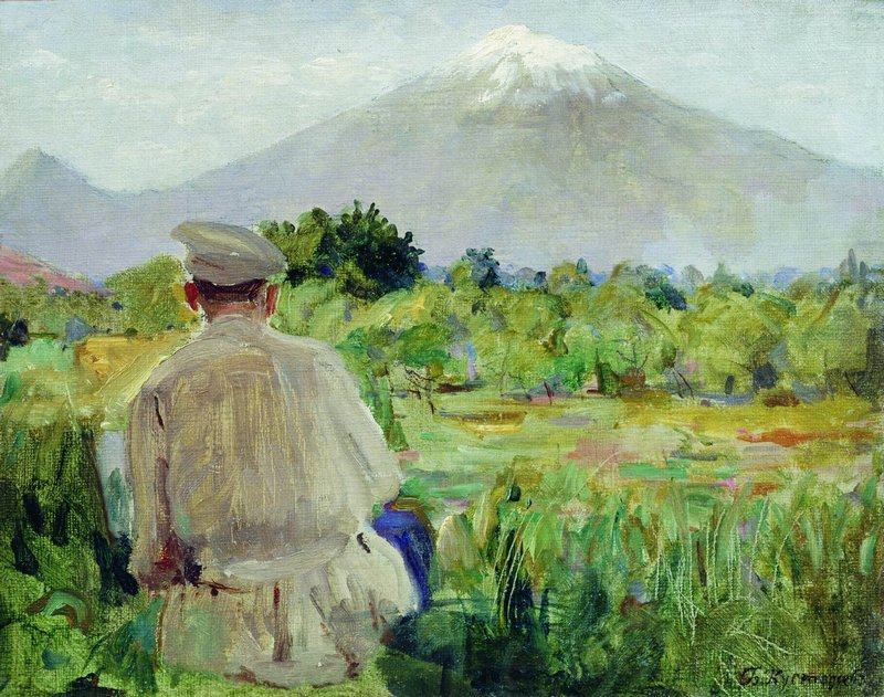 En Plein Air, vintage artwork by Boris Mikhailovich Kustodiev, 12x8" (A4) Poster