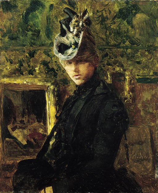 Elegant Lady in an Interior, vintage artwork by Federico Andreotti, 12x8" (A4) Poster