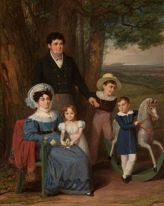Reginald Henry Bean, His Wife and Children, vintage artwork by Edward Villiers Rippingille, A3 (16x12") Poster Print