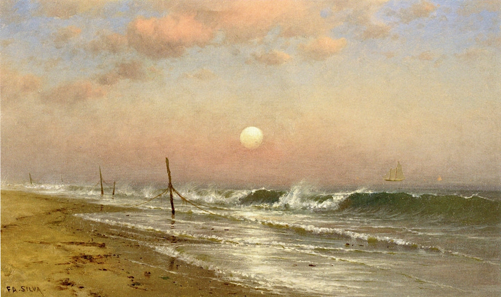Early Moonrise, Coney Island, vintage artwork by Francis A. Silva, 12x8" (A4) Poster