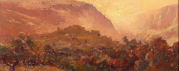 Middle East Landscape, vintage artwork by Eugene Deshayes, 12x8" (A4) Poster