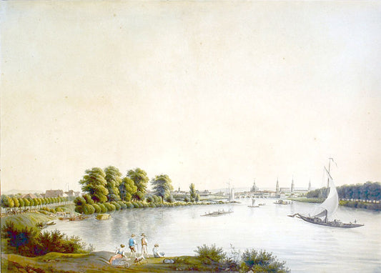 Dresden, vintage artwork by Christian Gottlob Hammer, 12x8" (A4) Poster