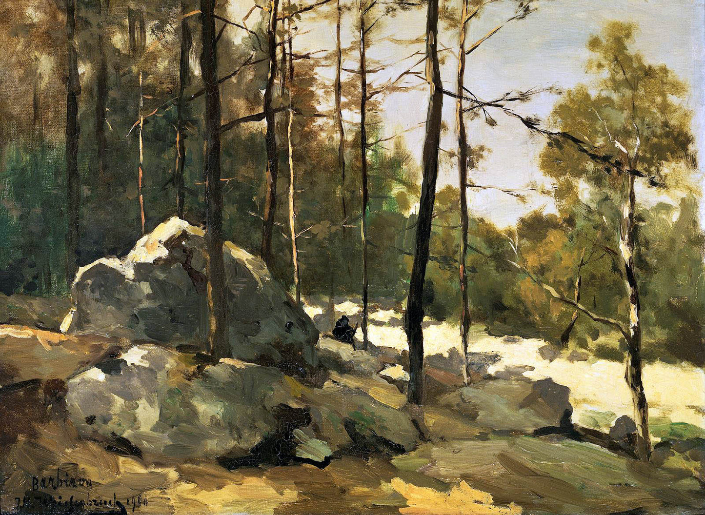 Forest view near Barbizon, vintage artwork by Johan Hendrik Weissenbruch, 12x8" (A4) Poster