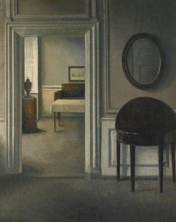 Interior with a Mirror by Vilhelm Hammershoi,A3(16x12")Poster