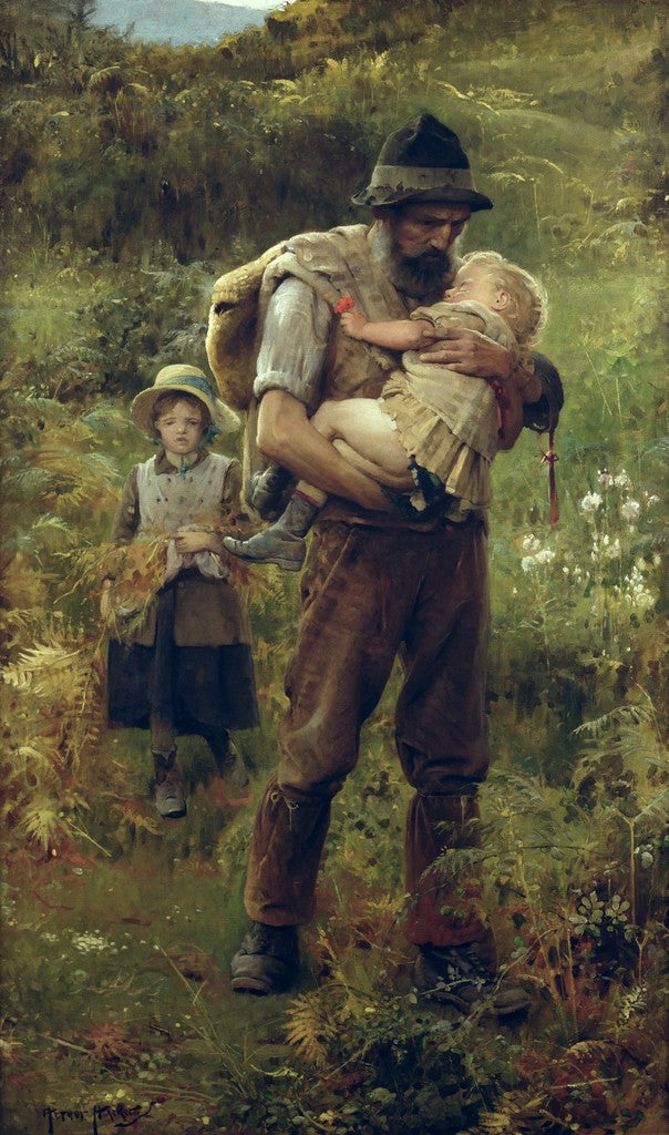 Home from the Fields, vintage artwork by Arthur Hacker, 12x8" (A4) Poster