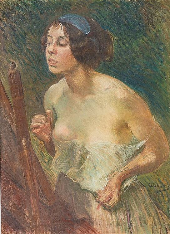 Young Woman at herToilette by Otto Vautier,A3(16x12")Poster
