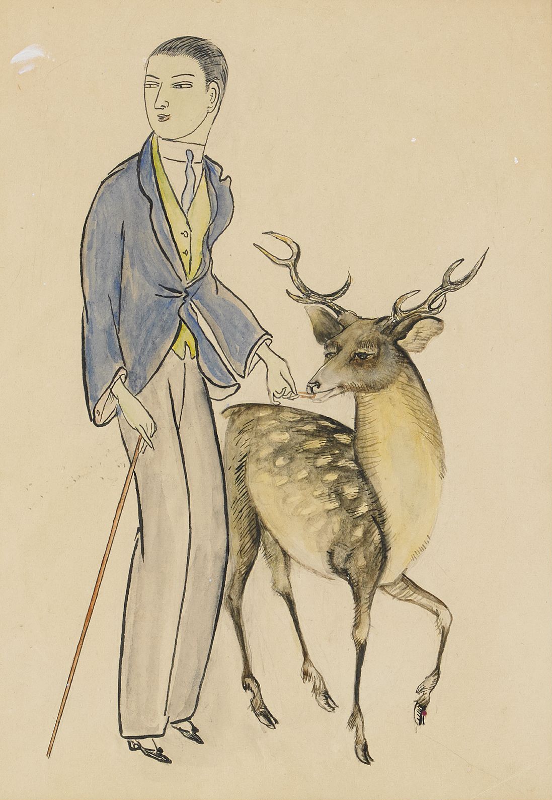 The Deer, vintage artwork by Nils Dardel, 12x8" (A4) Poster