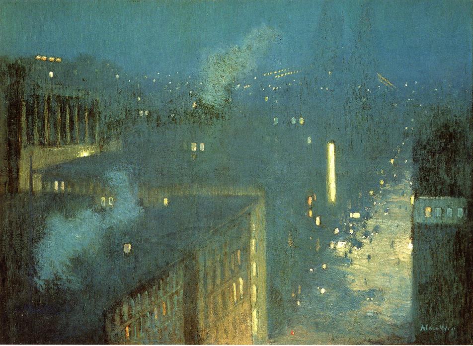The Bridge: Nocturne, vintage artwork by Julian Alden Weir, 12x8" (A4) Poster