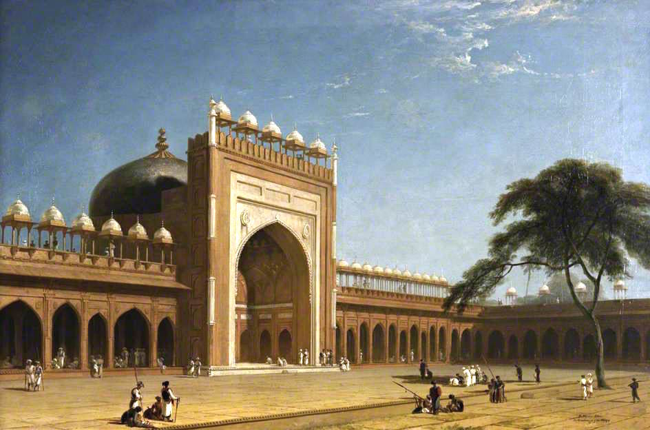Quadrangle of the Jami Masjid, Fatehpur Sikri, vintage artwork by William Daniell, 12x8" (A4) Poster
