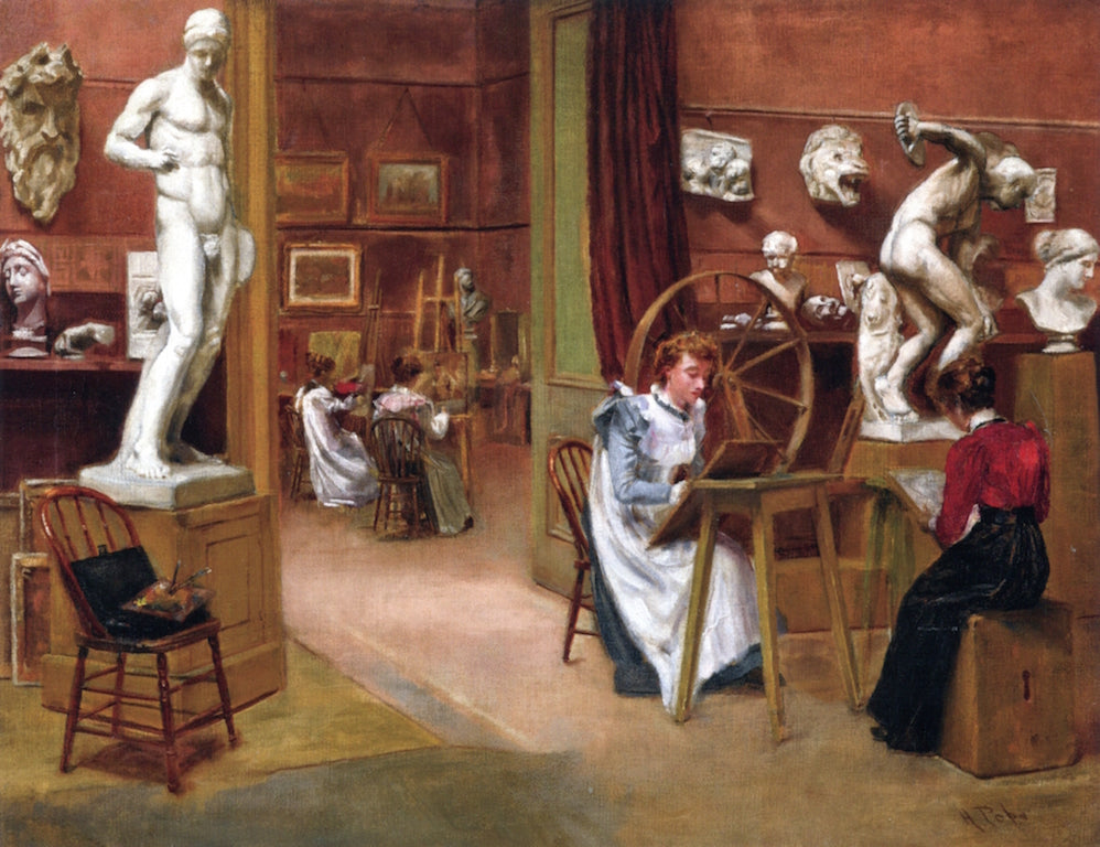 Women's Studio at the Boston Atheneum, vintage artwork by Alexander Pope, 12x8" (A4) Poster