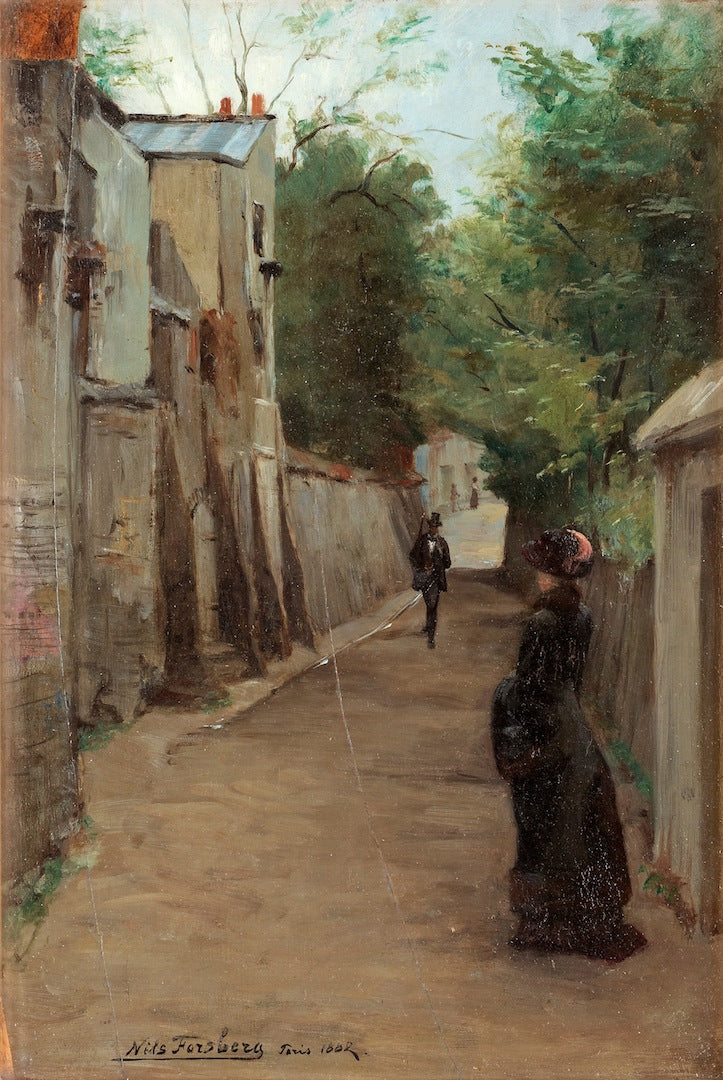 Rue Gabrielle, Montmartre, vintage artwork by Nils Forsberg, 12x8" (A4) Poster