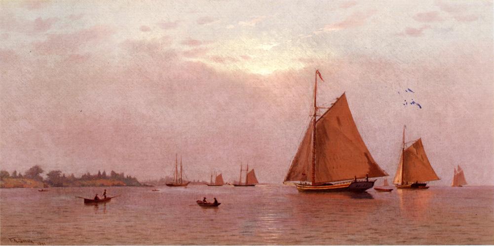 Ships Becalmed, vintage artwork by Francis A. Silva, 12x8" (A4) Poster