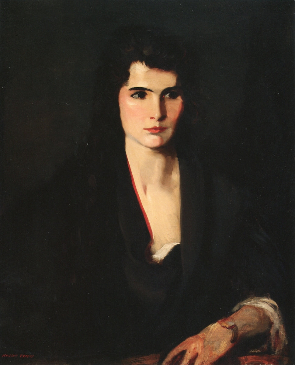 Consuelo in Black, vintage artwork by Robert Henri, 12x8" (A4) Poster
