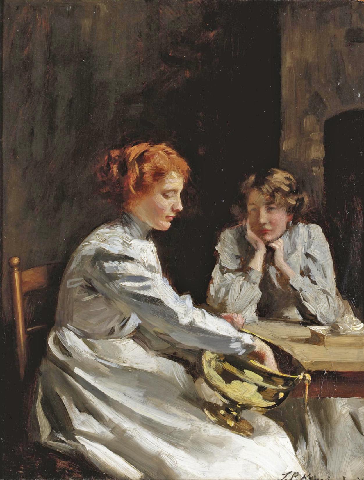 Polishing the Brass, vintage artwork by Thomas Benjamin Kennington, 12x8" (A4) Poster