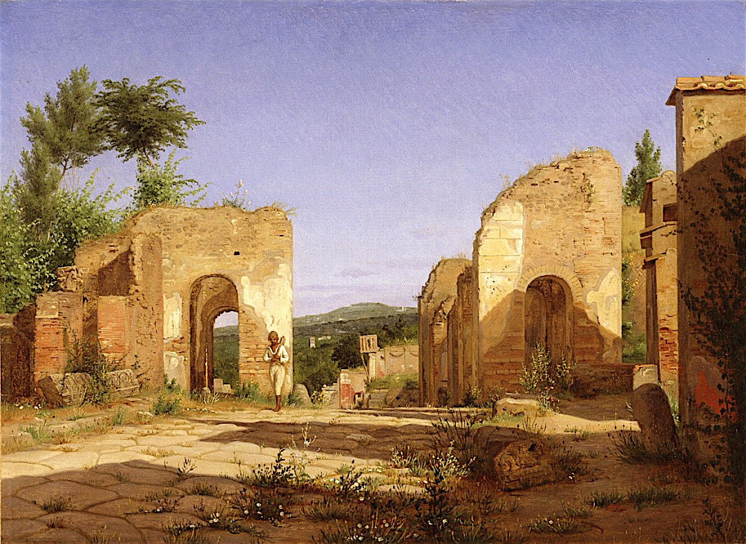 Gateway in the Via Sepulcralis in Pompeii, vintage artwork by Christen Købke, A3 (16x12") Poster Print