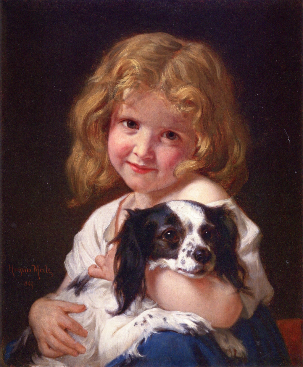 Best Friends, vintage artwork by Hugues Merle, 12x8" (A4) Poster