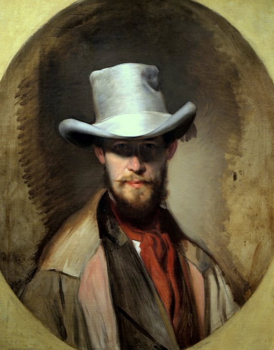 Self-Portait with Hat, vintage artwork by Franz Eybl, A3 (16x12") Poster Print