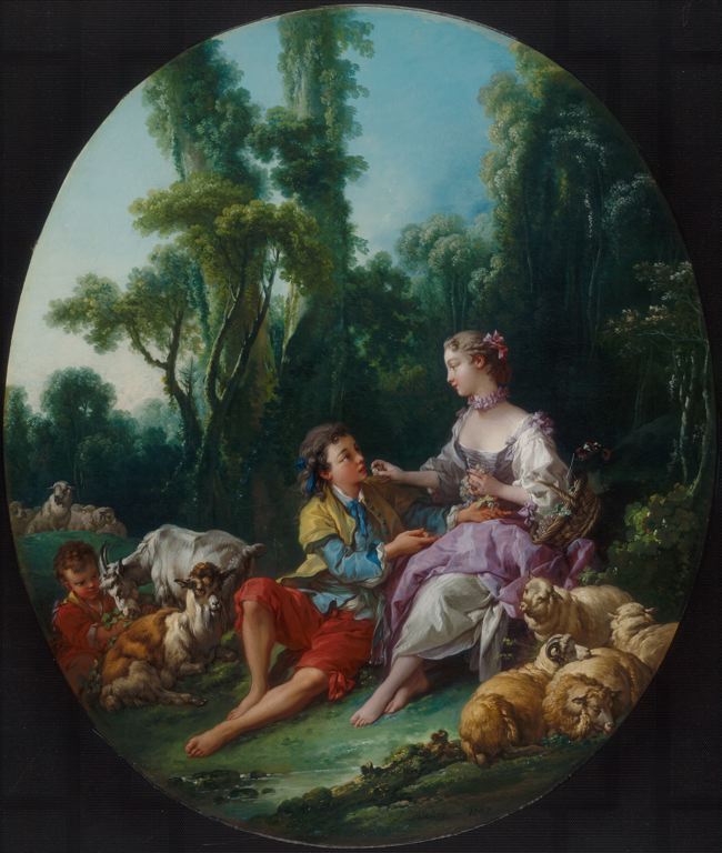 Are They Thinking about the Grape? (Chicago version), vintage artwork by François Boucher, 12x8" (A4) Poster