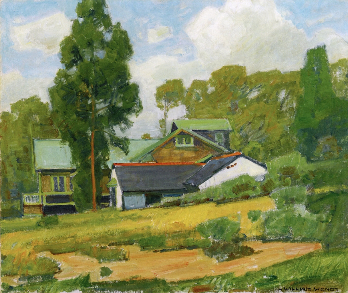 Laguna Cottages, vintage artwork by William Wendt, 12x8" (A4) Poster