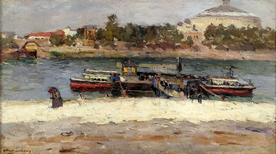 Bateau-Mouche at the Quai St Bernard in Paris, vintage artwork by Albert Lebourg, 12x8" (A4) Poster