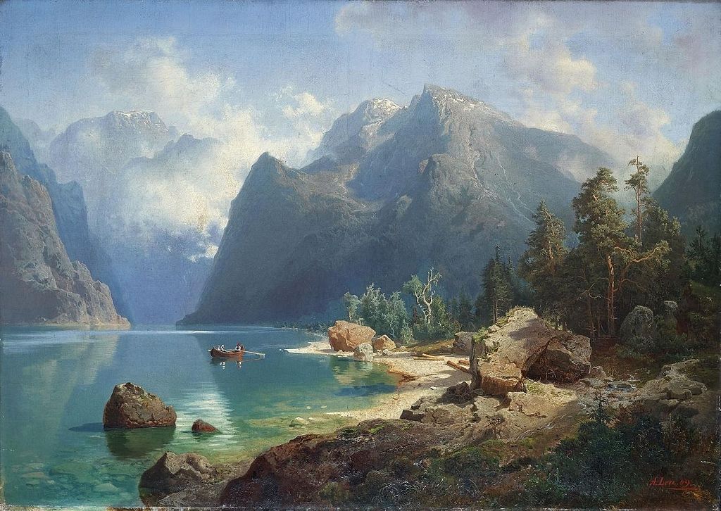 Norwegian Fjord Landscape, vintage artwork by August Wilhelm Leu, A3 (16x12") Poster Print