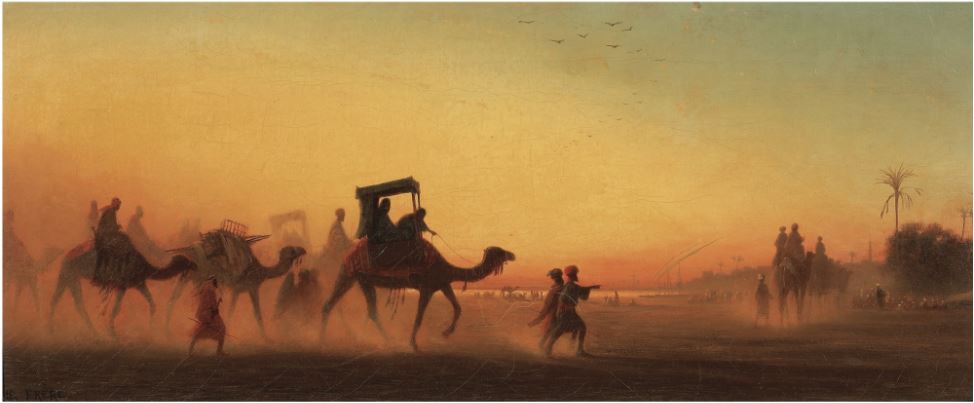 Caravan at Sunset, vintage artwork by Charles Theodore Frère, A3 (16x12") Poster Print