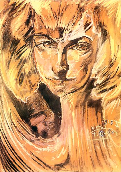 Portrait of Mrs. Żukotyńskiej. Sphinx, vintage artwork by Stanislaw Witkiewicz, 12x8" (A4) Poster