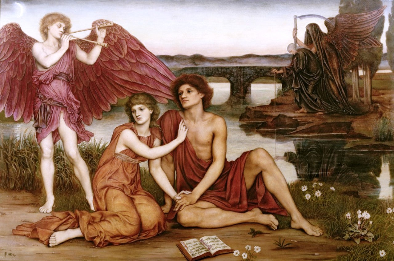 Love's Passing, vintage artwork by Evelyn de Morgan, 12x8" (A4) Poster