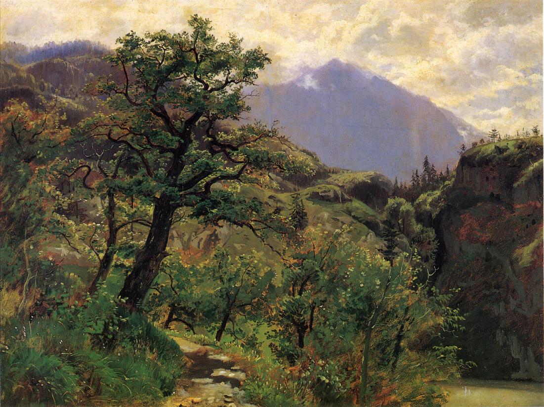 Schwyz near Brunnen, vintage artwork by William Stanley Haseltine, 12x8" (A4) Poster
