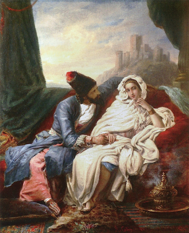Beautiful Eastern Woman and a Cossack, vintage artwork by Alexandre-Marie Colin, A3 (16x12") Poster Print