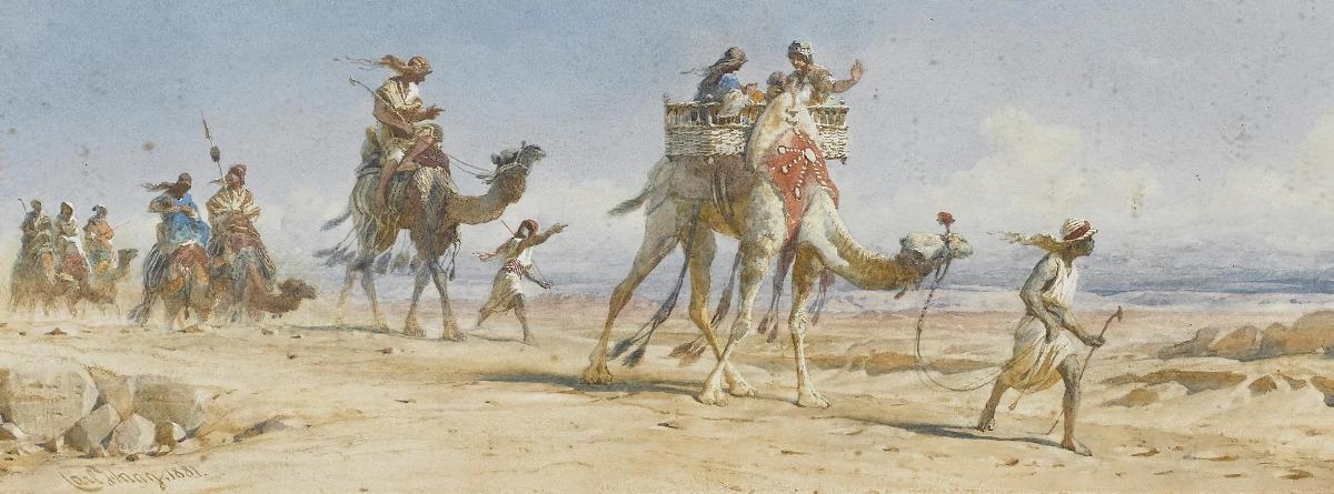 Crossing the Desert, vintage artwork by Carl Haag, A3 (16x12") Poster Print