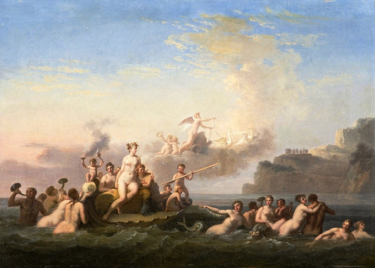 Venus Crossing the Sea, vintage artwork by Jacques-Antoine Vallin, 12x8" (A4) Poster