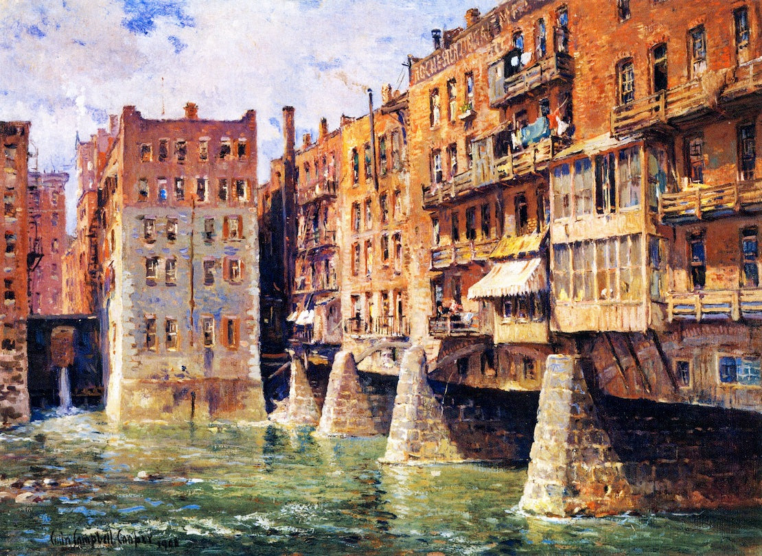 Main Street Bridge, Rochester, vintage artwork by Colin Campbell Cooper, 12x8" (A4) Poster