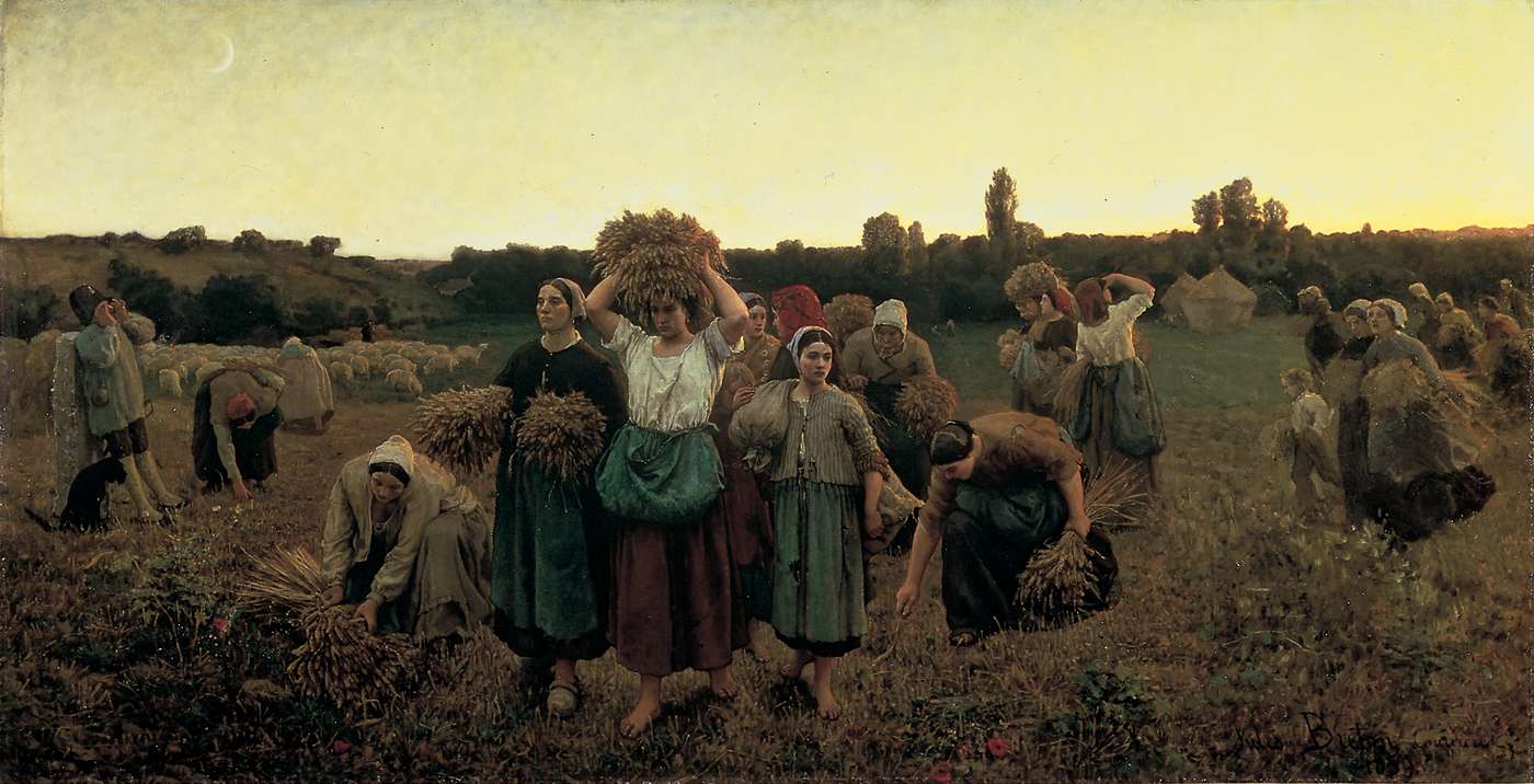 The Recall of the Gleaners, vintage artwork by Jules-Adolphe Breton, 12x8" (A4) Poster