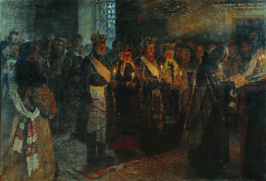 Church Wedding by Nikolai Petrovich Bogdanov-Belsky,A3(16x12")Poster