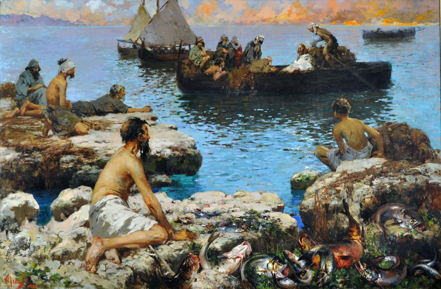 Miraculous Catch, vintage artwork by Vincenzo Irolli, 12x8" (A4) Poster