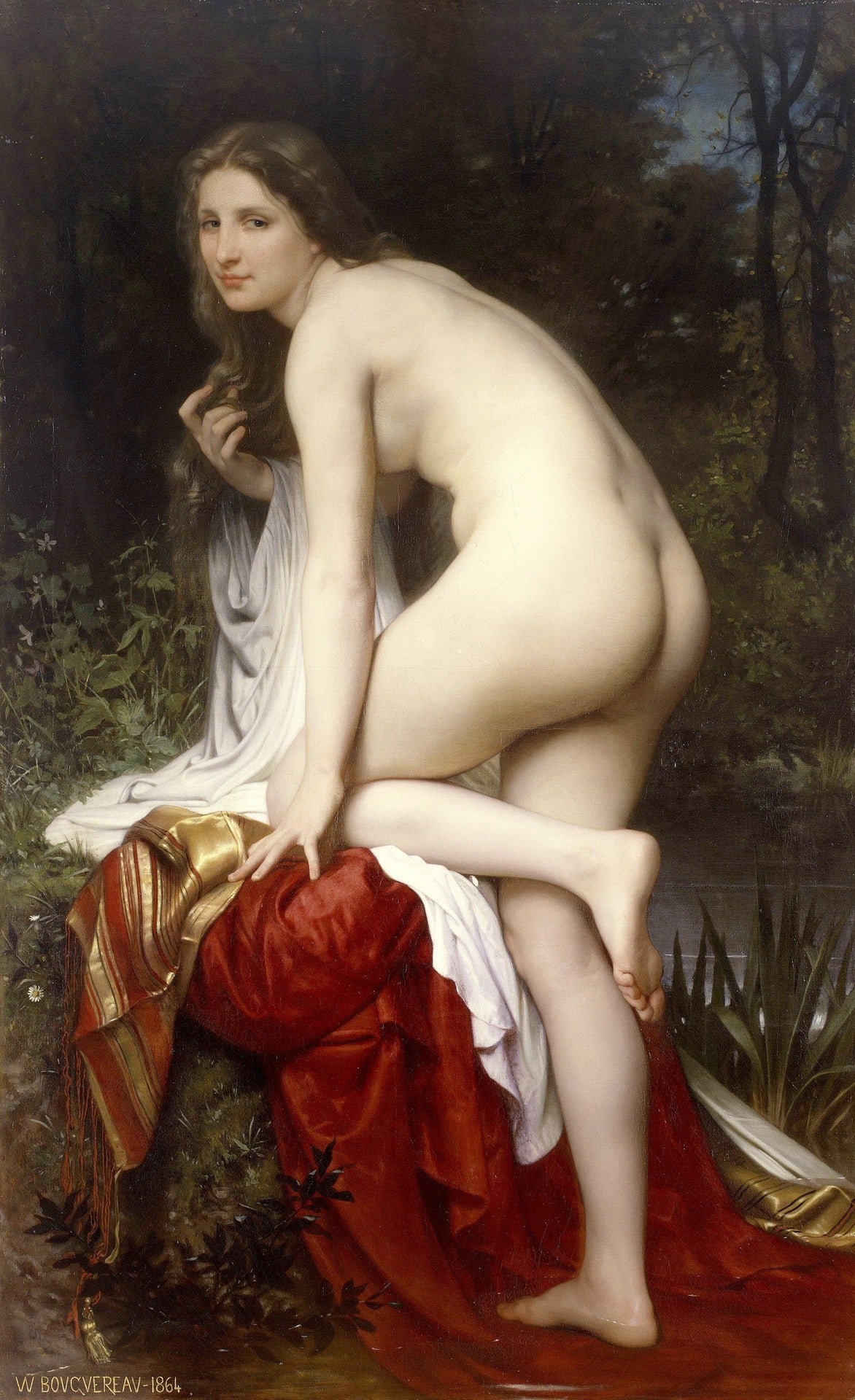 Bather, vintage artwork by William Bouguereau, 12x8" (A4) Poster
