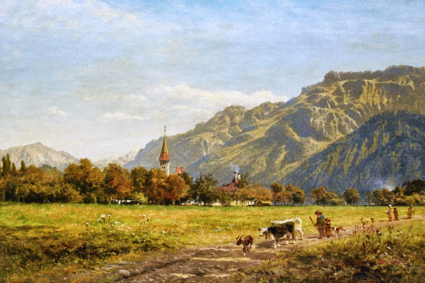 A Fine Autumn Day at Interlaken, vintage artwork by Benjamin Williams Leader, 12x8" (A4) Poster