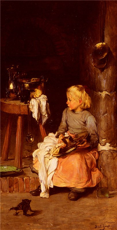 The Little Girl with the Cauldron by Claude Joseph Bail,A3(16x12")Poster