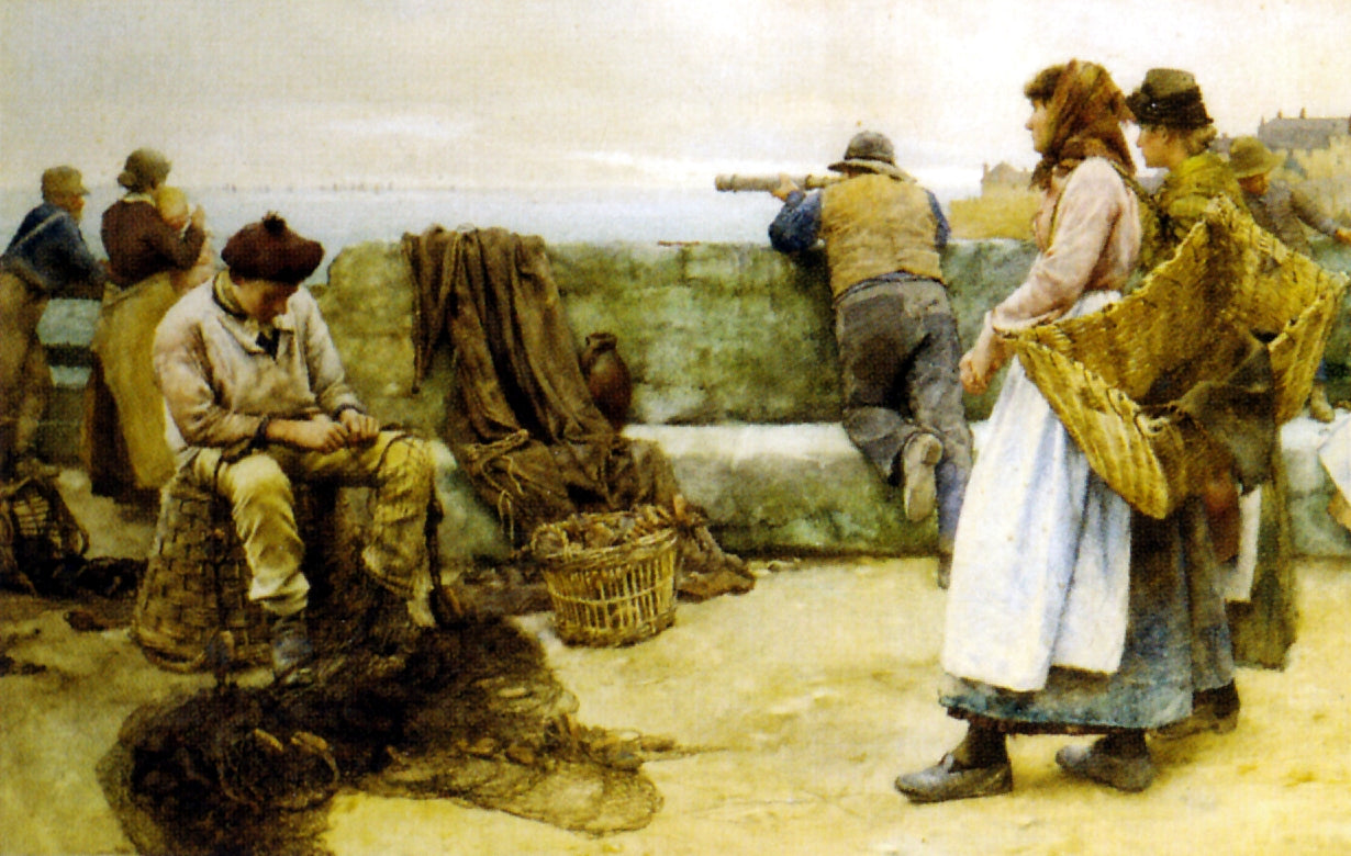 Departure of the Fleet of the North, vintage artwork by Walter Langley, R. I., 12x8" (A4) Poster