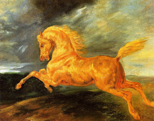A Horse Frightened by  Lightning, vintage artwork by Theodore Gericault, 12x8" (A4) Poster