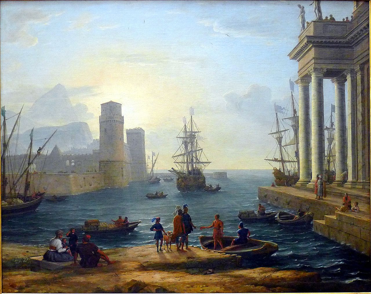 The Embarkation of Ulysses, vintage artwork by Claude Lorrain, 12x8" (A4) Poster