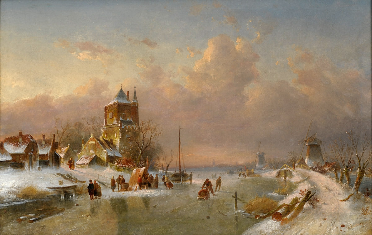 Winter Fun, vintage artwork by Charles Henri Joseph Leickert, A3 (16x12") Poster Print
