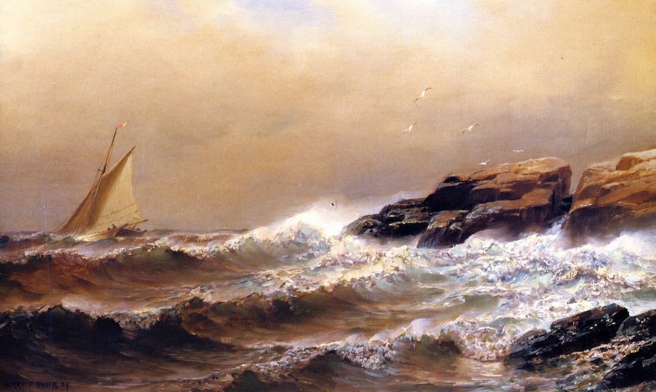 Surf Off the Manchester Coast by Henry Pember Smith,A3(16x12")Poster