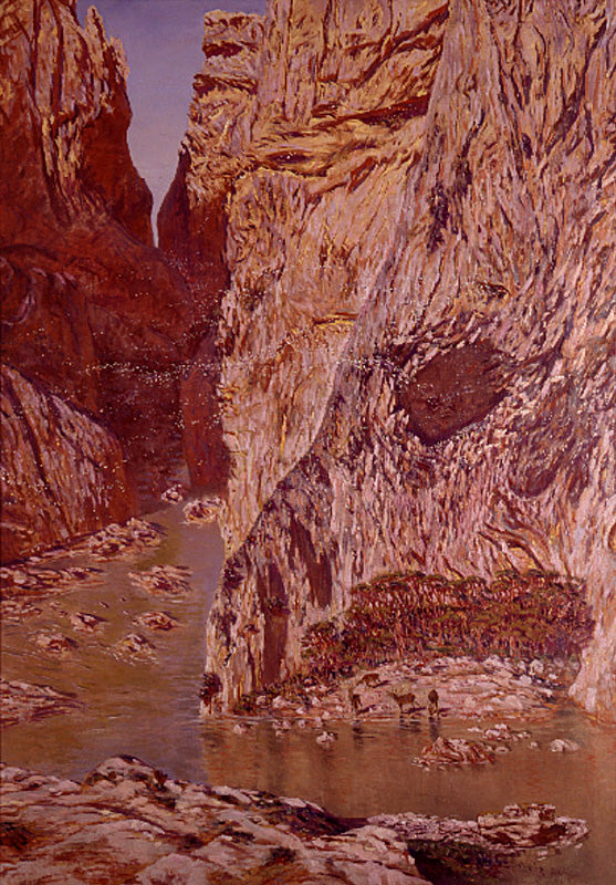 Desfiladero, vintage artwork by Antonio Muñoz Degrain, 12x8" (A4) Poster