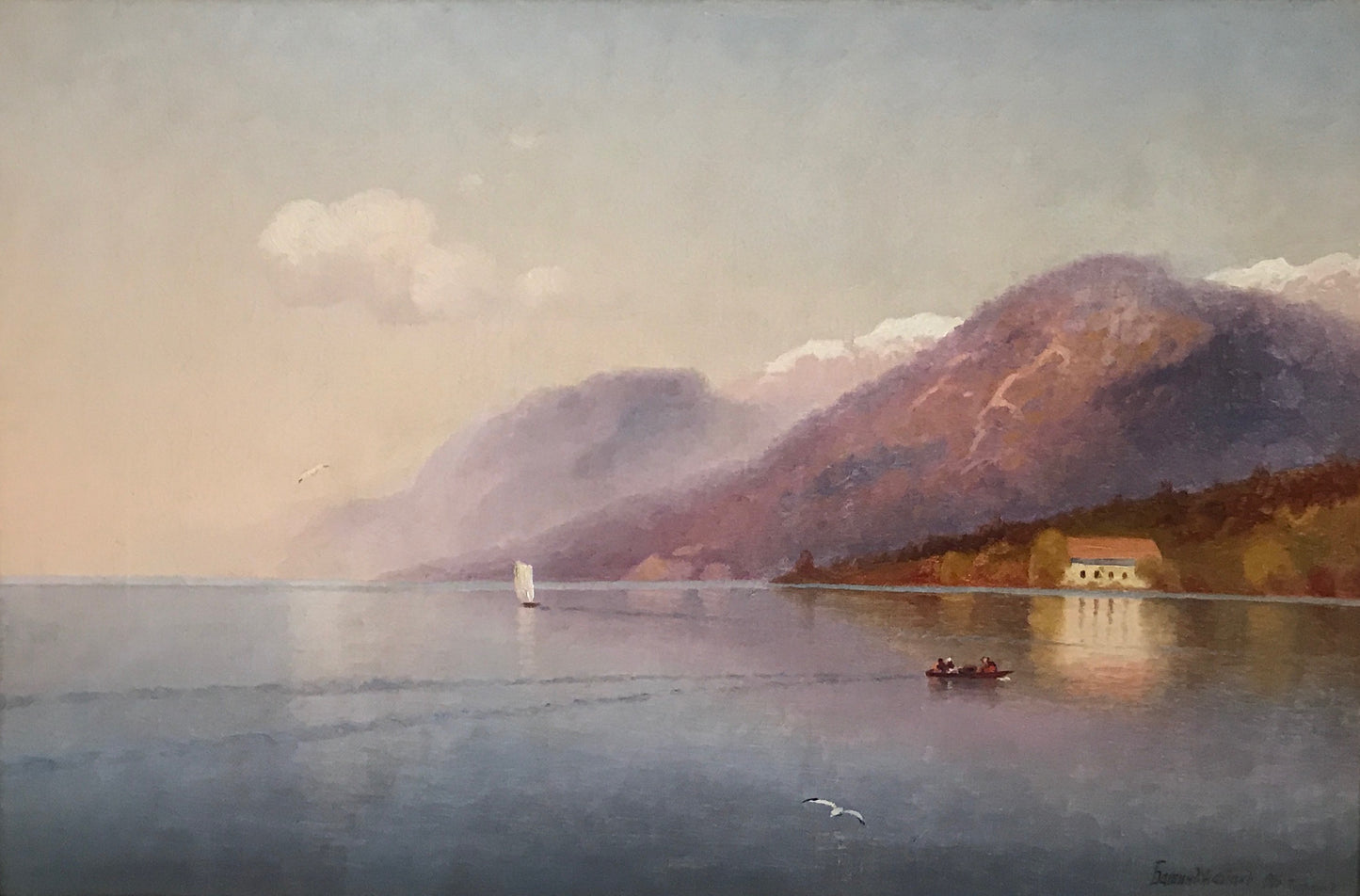 Lake Sevan, vintage artwork by Georgy Bashinzhagyan, 12x8" (A4) Poster