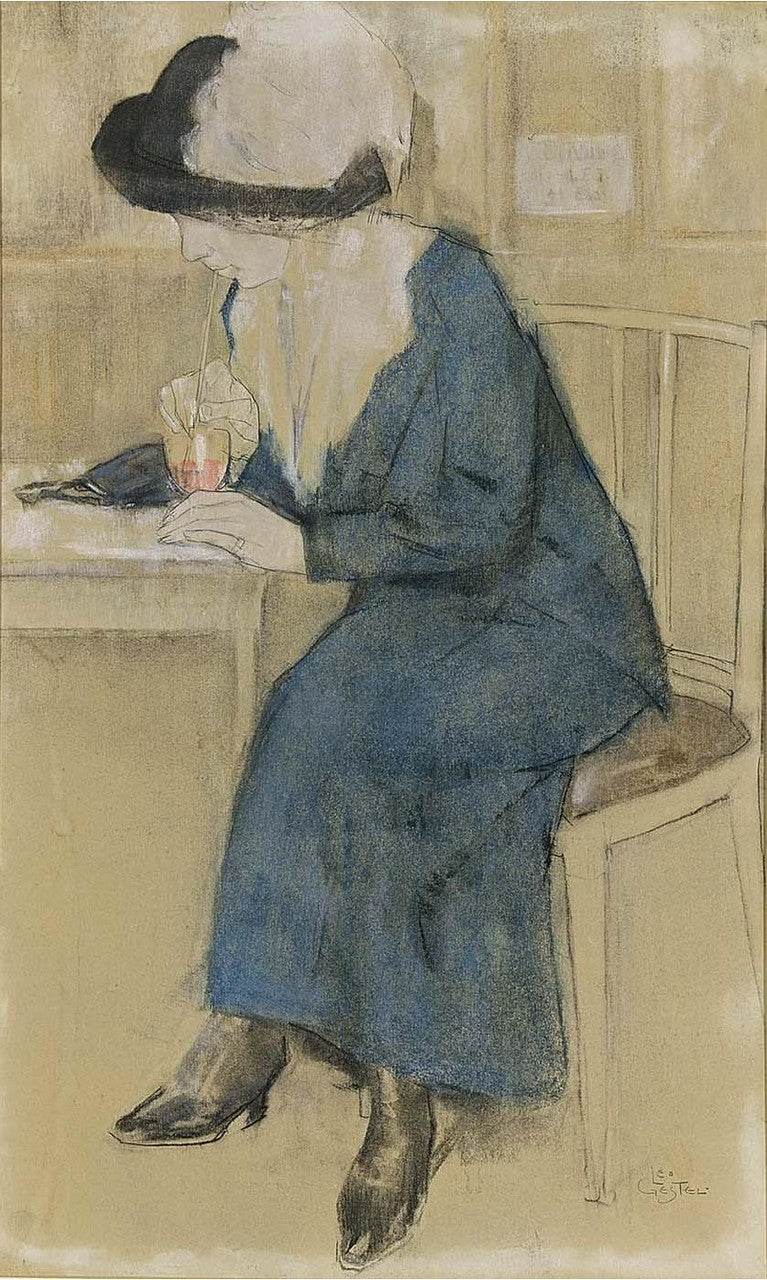 At the Cafe, vintage artwork by Leo Gestel, 12x8" (A4) Poster