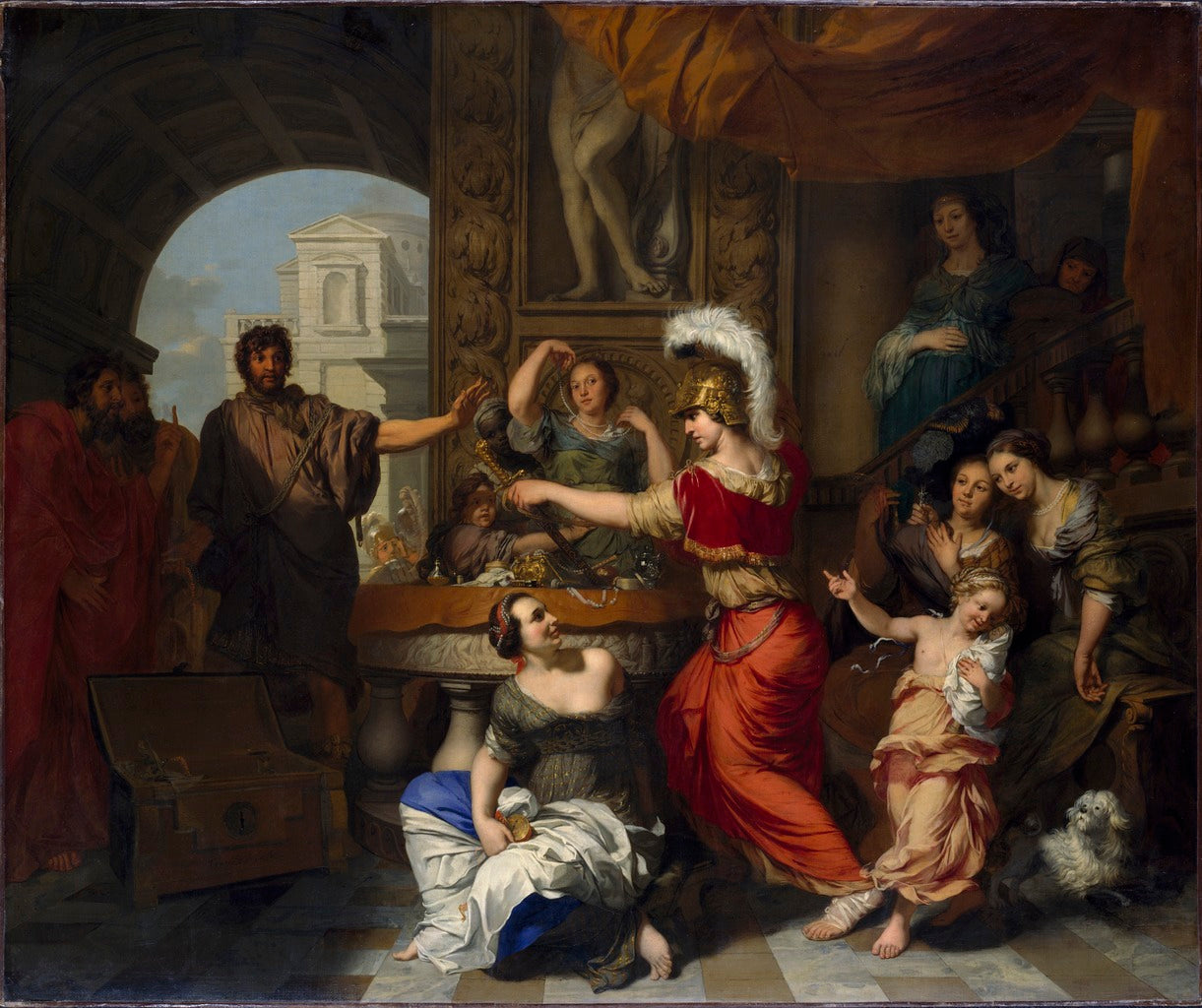 Achilles Recognized by Ulysses at the Court of Lycomedes, vintage artwork by Gerard de Lairesse, 12x8" (A4) Poster