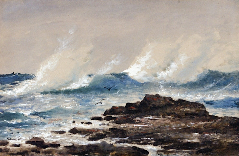 Crashing Waves, vintage artwork by Edmund Darch Lewis, 12x8" (A4) Poster