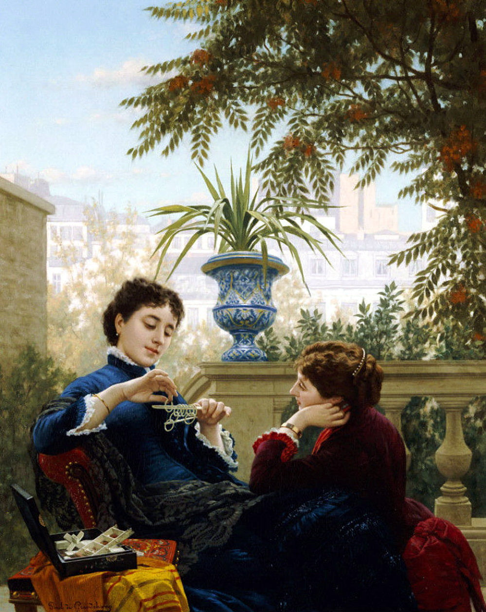 The Chinese Game, vintage artwork by Louis Emile Pinel de Grandchamp, 12x8" (A4) Poster